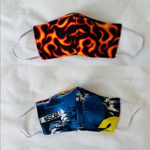 Reversible adult nascar flame face mask nose wire